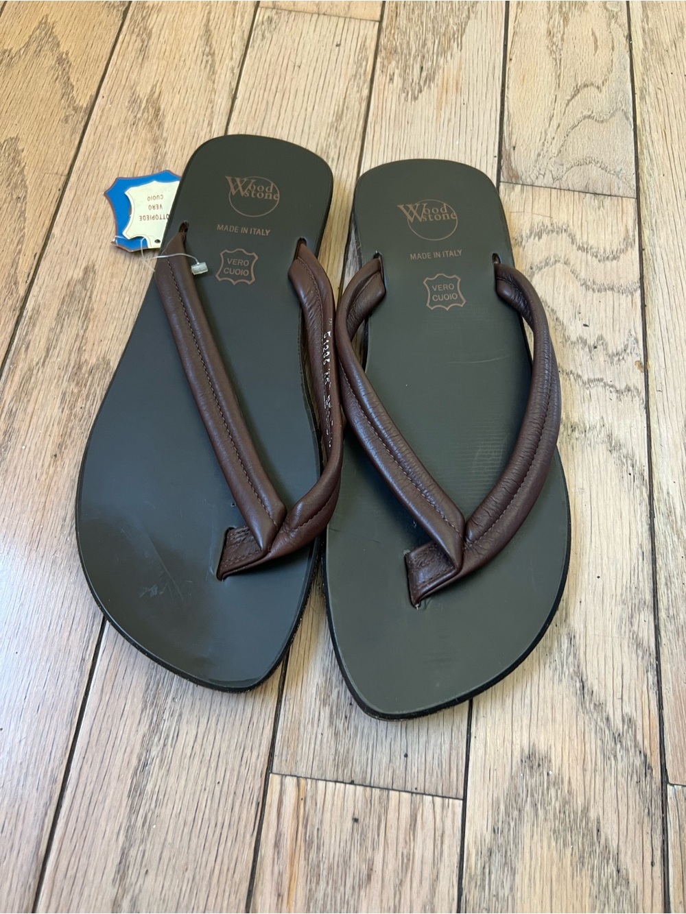 Men’s Brown Leather Flip Flop Sandals all leather Made in Italy